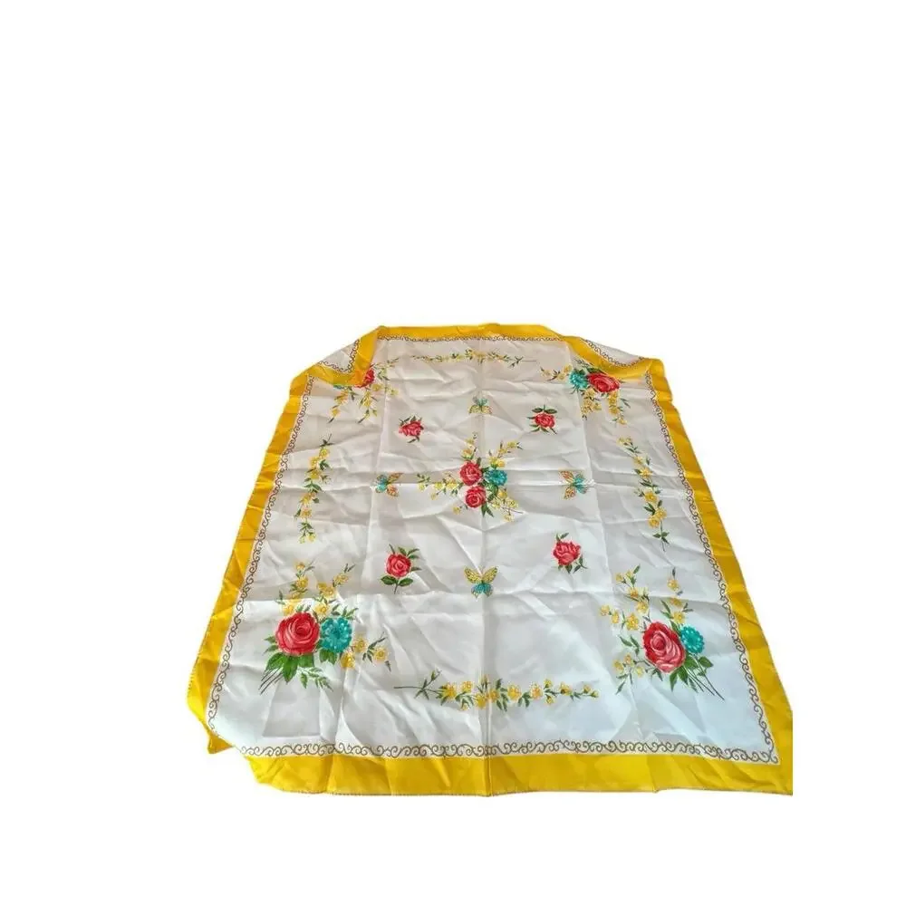 Vintage 50s Rayon Floral‎ Scarf Hand Rolled Edge WPL 10360 Made Japan 30